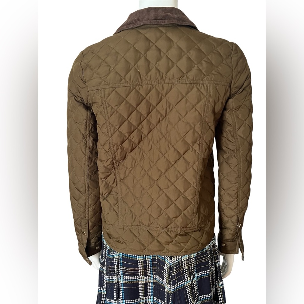J CREW Quilted Utility Green Down Filled Jacket with Gold Accents - Picture 4 of 7